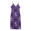 Purple Pisces Zodiac Pattern Print Jersey Midi Cami Dress