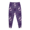 Purple Pisces Zodiac Pattern Print Jogger Pants