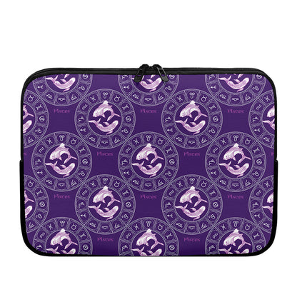 Purple Pisces Zodiac Pattern Print Laptop Sleeve