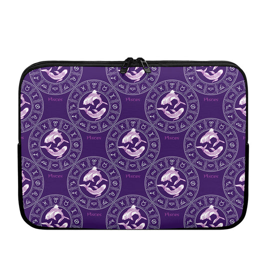 Purple Pisces Zodiac Pattern Print Laptop Sleeve