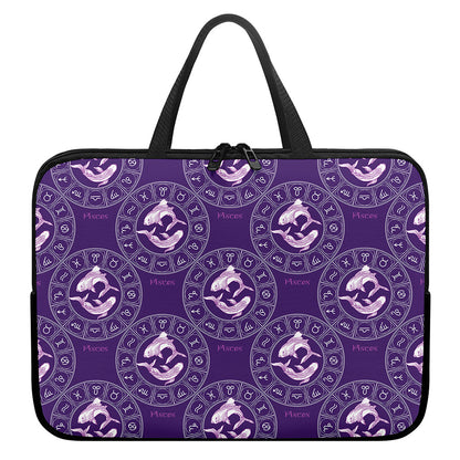 Purple Pisces Zodiac Pattern Print Laptop Sleeve With Handle