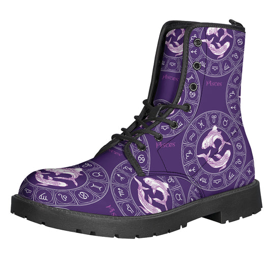 Purple Pisces Zodiac Pattern Print Backpack