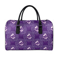 Purple Pisces Zodiac Pattern Print Leather Duffel Bag