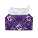 Purple Pisces Zodiac Pattern Print Leather Tissue Box Cover