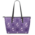 Purple Pisces Zodiac Pattern Print Leather Tote Bag With Zipper