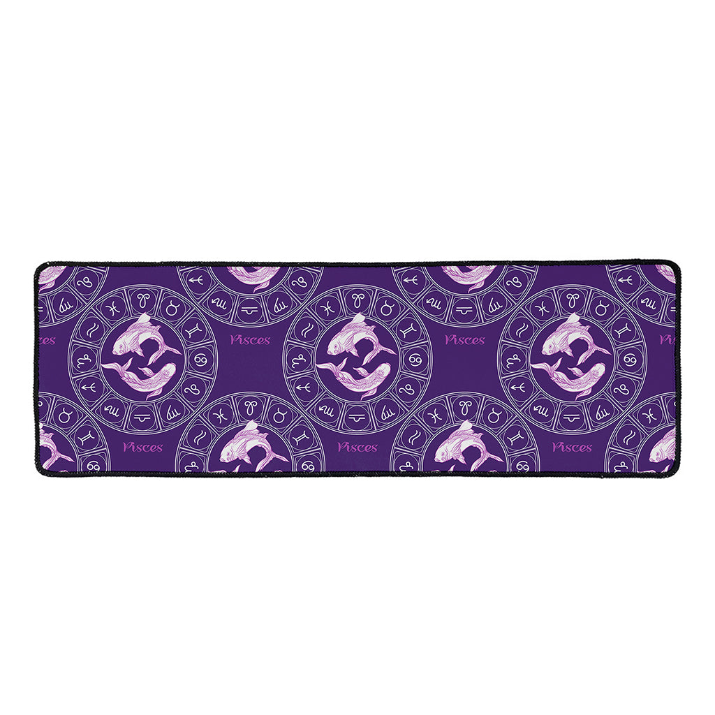 Purple Pisces Zodiac Pattern Print Long Kitchen Mat