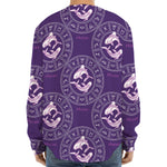 Purple Pisces Zodiac Pattern Print Long Sleeve Baseball Jersey