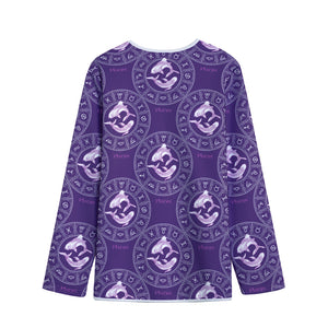 Purple Pisces Zodiac Pattern Print Long Sleeve Short Coat