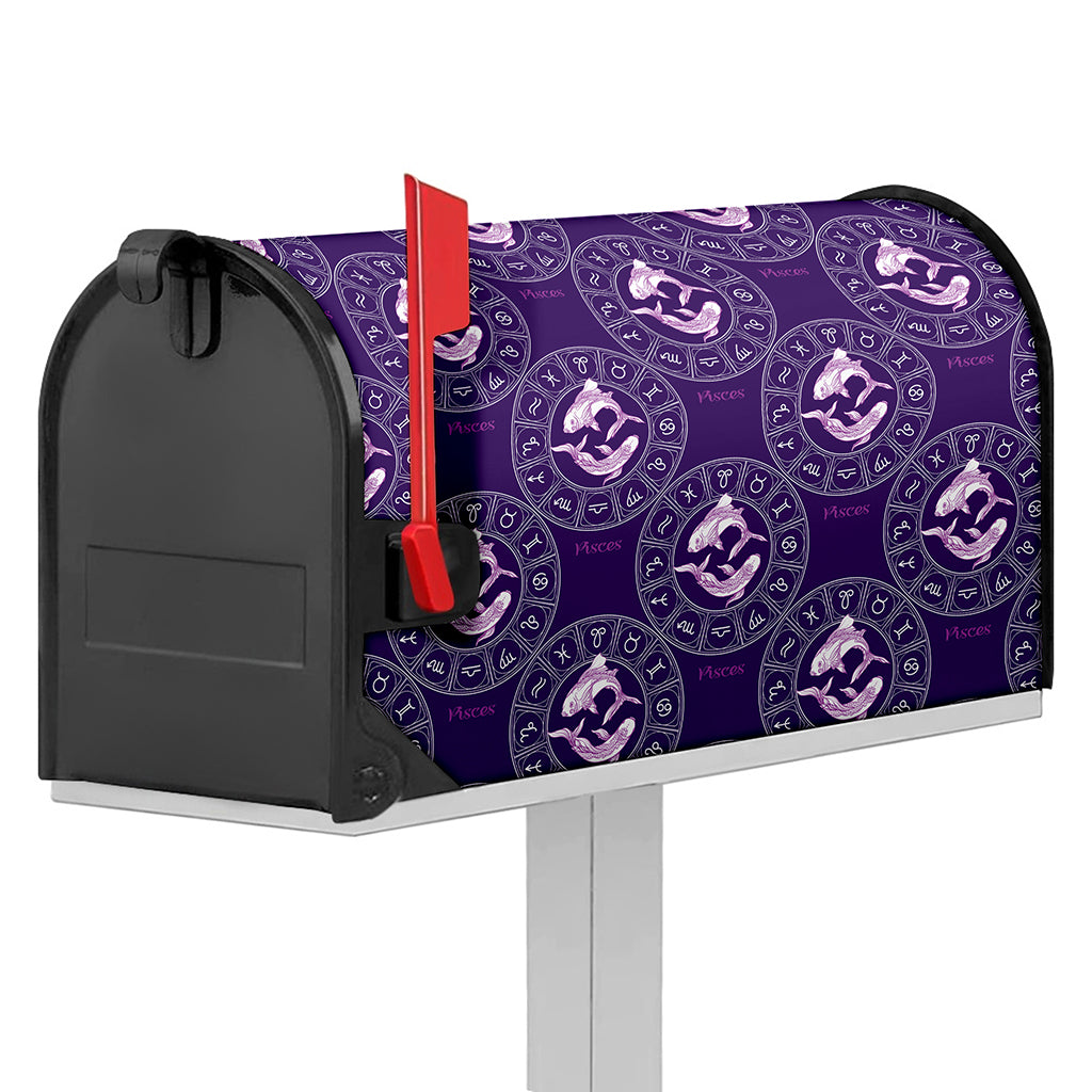 Purple Pisces Zodiac Pattern Print Mailbox Cover
