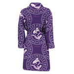 Purple Pisces Zodiac Pattern Print Men's Bathrobe