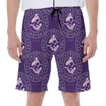 Purple Pisces Zodiac Pattern Print Men's Beach Shorts