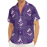 Purple Pisces Zodiac Pattern Print Men's Deep V-Neck Shirt