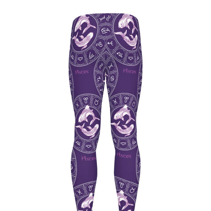 Purple Pisces Zodiac Pattern Print Men's leggings