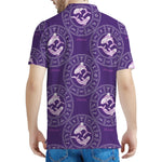 Purple Pisces Zodiac Pattern Print Men's Polo Shirt