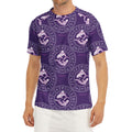 Purple Pisces Zodiac Pattern Print Men's Short Sleeve Rash Guard