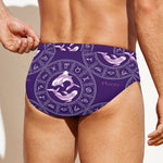 Purple Pisces Zodiac Pattern Print Men's Swim Briefs