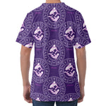 Purple Pisces Zodiac Pattern Print Men's Velvet T-Shirt