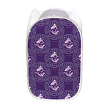 Purple Pisces Zodiac Pattern Print Mesh Laundry Hamper