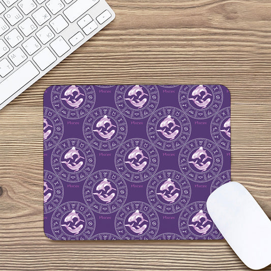 Purple Pisces Zodiac Pattern Print Mouse Pad