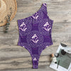 Purple Pisces Zodiac Pattern Print One Shoulder Bodysuit