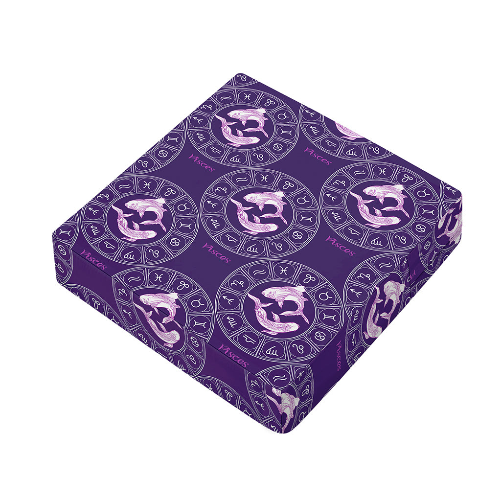 Purple Pisces Zodiac Pattern Print Outdoor Seat Cushion Cover