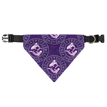Purple Pisces Zodiac Pattern Print Over The Collar Dog Bandana