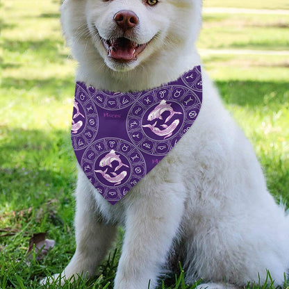 Purple Pisces Zodiac Pattern Print Over The Collar Dog Bandana