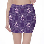 Purple Pisces Zodiac Pattern Print Pencil Mini Skirt