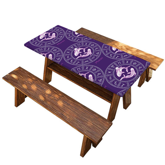 Purple Pisces Zodiac Pattern Print Picnic Table Cover