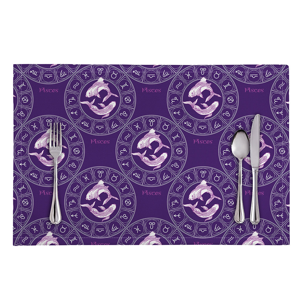Purple Pisces Zodiac Pattern Print Placemat