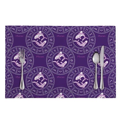 Purple Pisces Zodiac Pattern Print Placemat