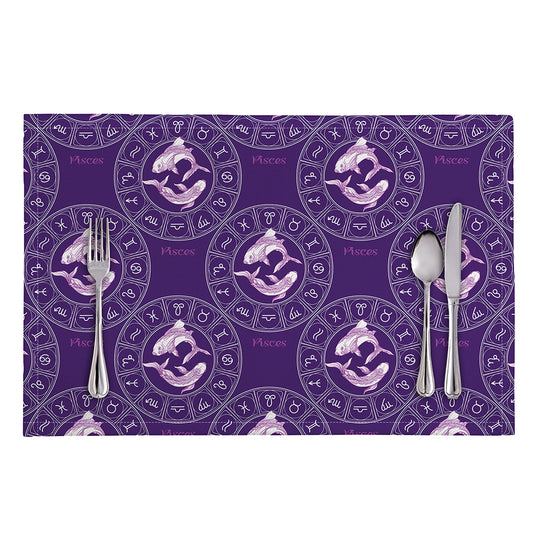 Purple Pisces Zodiac Pattern Print Placemat