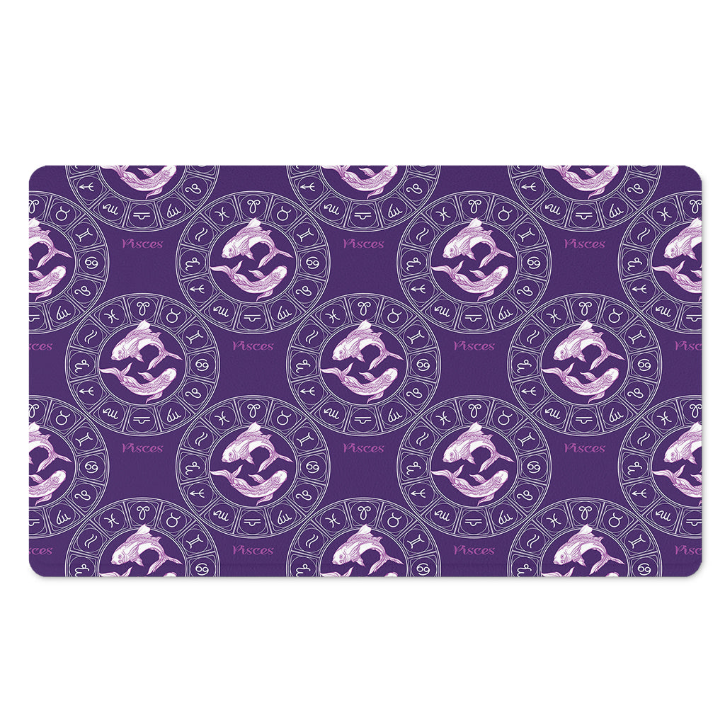 Purple Pisces Zodiac Pattern Print Polyester Doormat