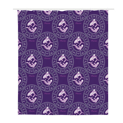 Purple Pisces Zodiac Pattern Print Polyester Shower Curtain