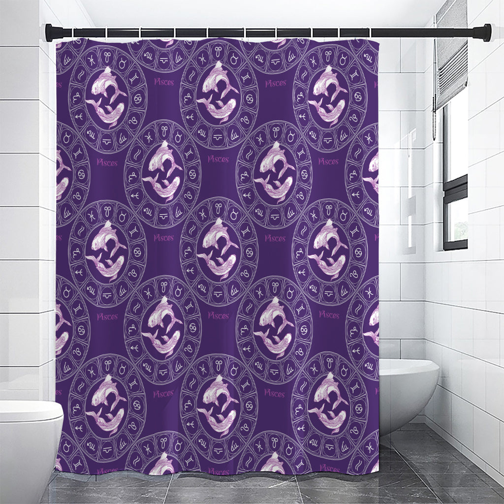 Purple Pisces Zodiac Pattern Print Premium Shower Curtain