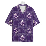 Purple Pisces Zodiac Pattern Print Rayon Hawaiian Shirt