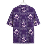 Purple Pisces Zodiac Pattern Print Rayon Hawaiian Shirt