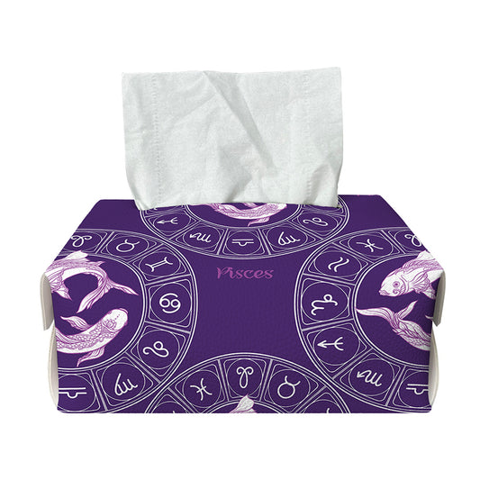 Purple Pisces Zodiac Pattern Print Rectangle Tissue Box Cover
