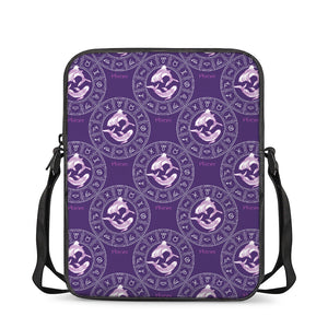 Purple Pisces Zodiac Pattern Print Rectangular Crossbody Bag