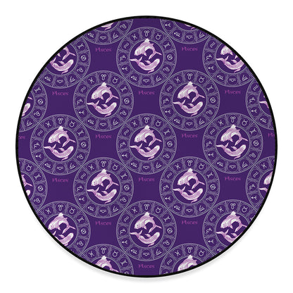 Purple Pisces Zodiac Pattern Print Round Floor Mat