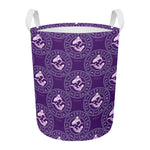Purple Pisces Zodiac Pattern Print Round Laundry Basket