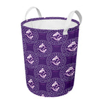 Purple Pisces Zodiac Pattern Print Round Laundry Basket