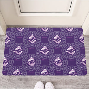 Purple Pisces Zodiac Pattern Print Rubber Doormat