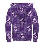Purple Pisces Zodiac Pattern Print Sherpa Lined Zip Up Hoodie