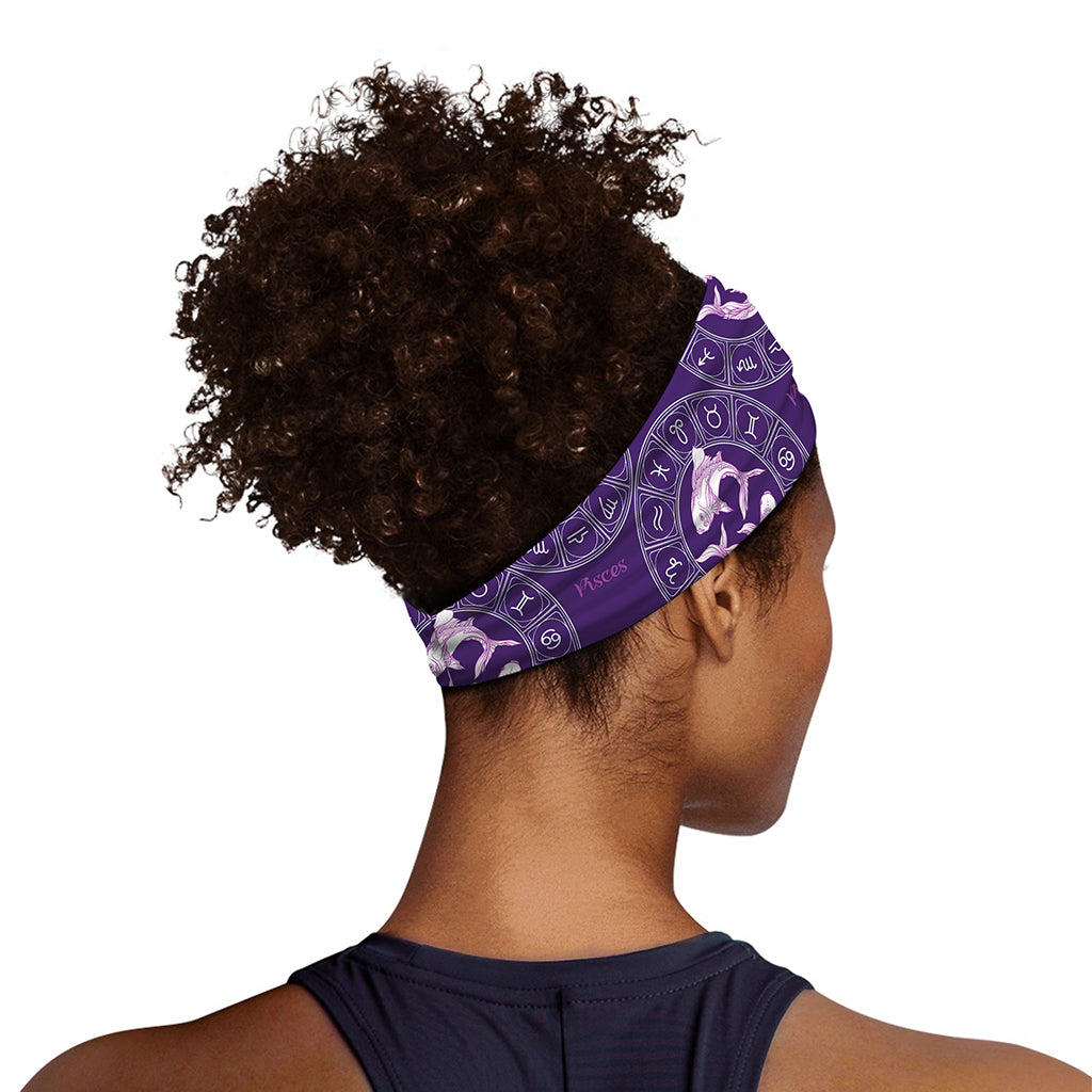 Purple Pisces Zodiac Pattern Print Sports Headband