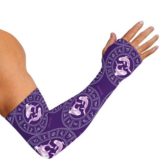 Purple Pisces Zodiac Pattern Print Sun Protection Arm Sleeves