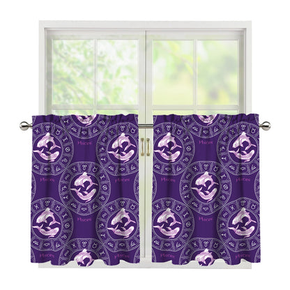 Purple Pisces Zodiac Pattern Print Tier Curtains