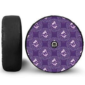 Purple Pisces Zodiac Pattern Print Tire Cover With Camera Hole