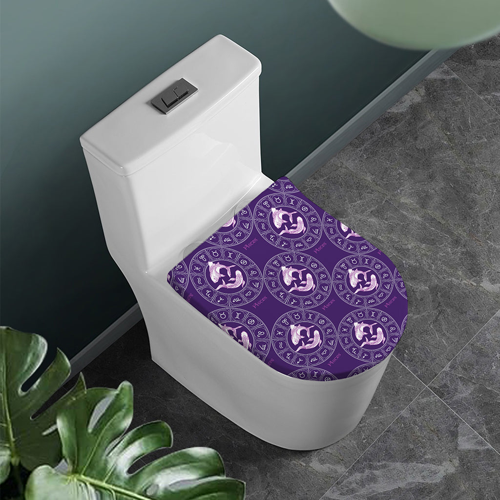 Purple Pisces Zodiac Pattern Print Toilet Lid Cover