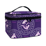 Purple Pisces Zodiac Pattern Print Travel Makeup Bag